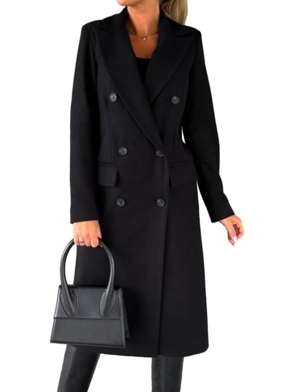 Chic Women's Long Double Breasted Wool Trench Coat for Fall & Winter Fashion